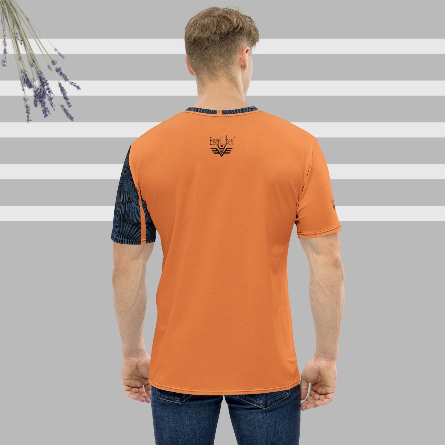 Short sleeve men's t-shirt, particular leaf pattern, crew neck, Esseri Liberi