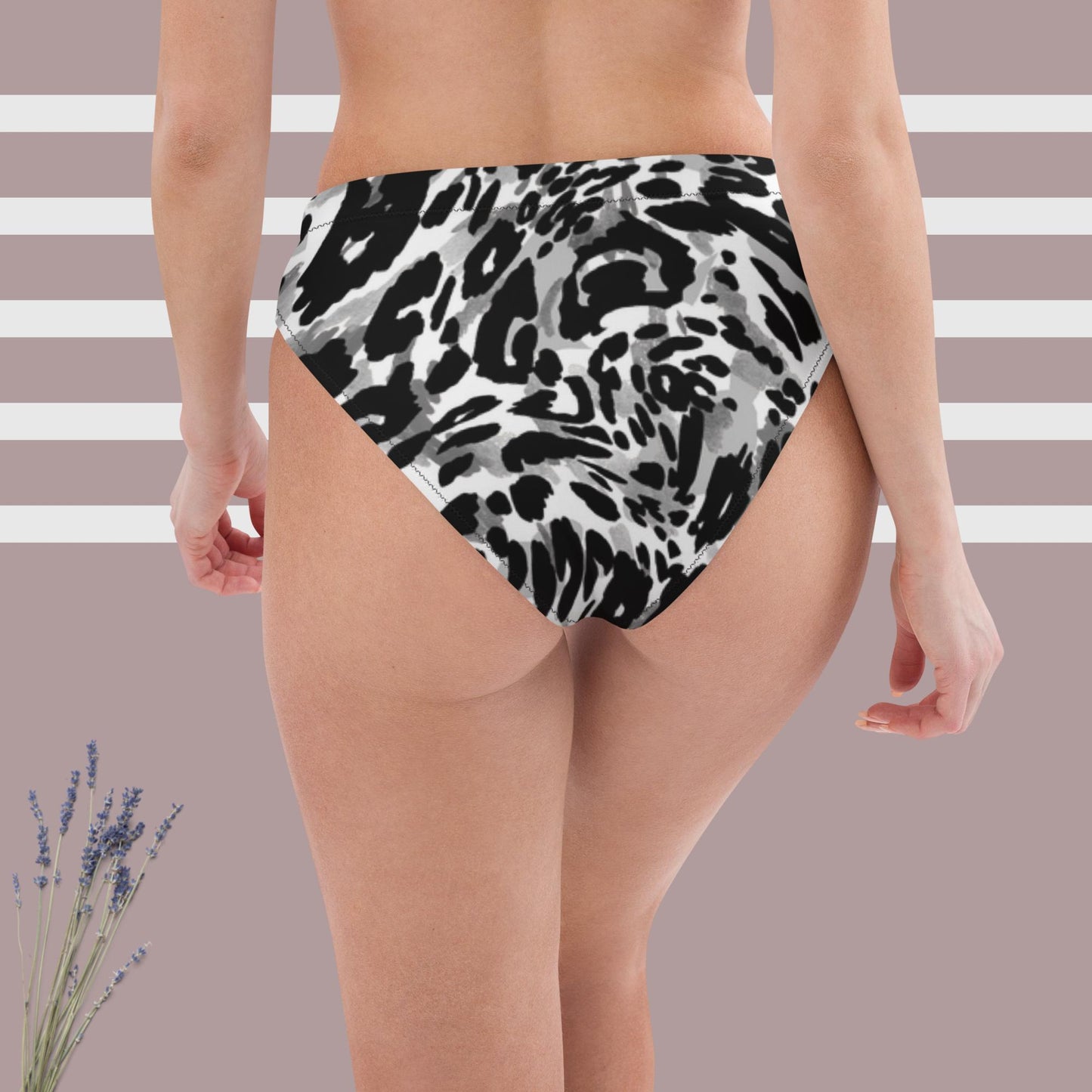 Bikinihose mit hohem Bund für Damen/Mädchen, schwarz/weiß, Esseri Liberi