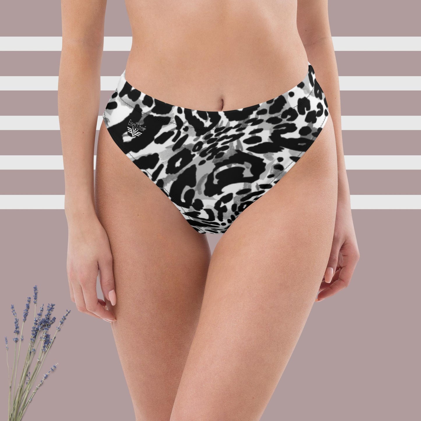 Bikinihose mit hohem Bund für Damen/Mädchen, schwarz/weiß, Esseri Liberi