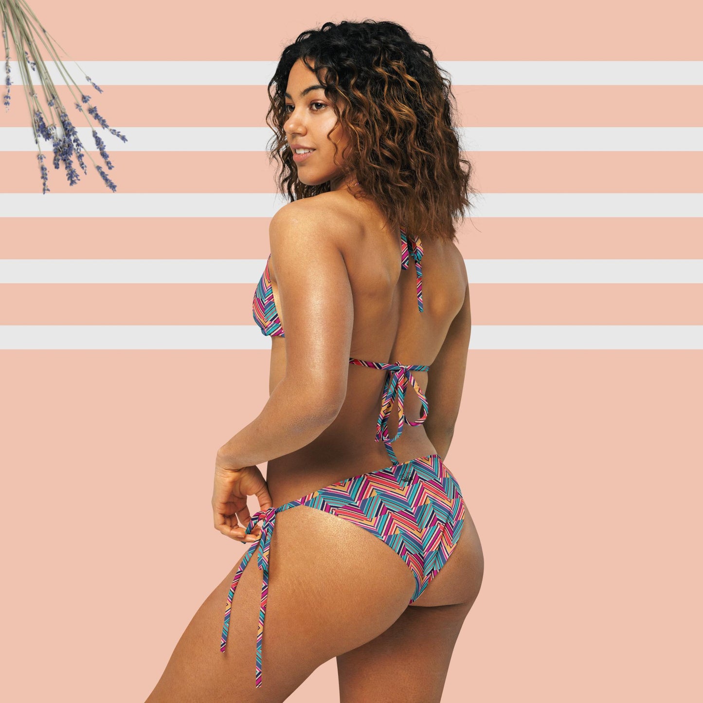 Bikini ragazza/donna tessuto riciclato, con lacci, anche over size, Esseri Liberi