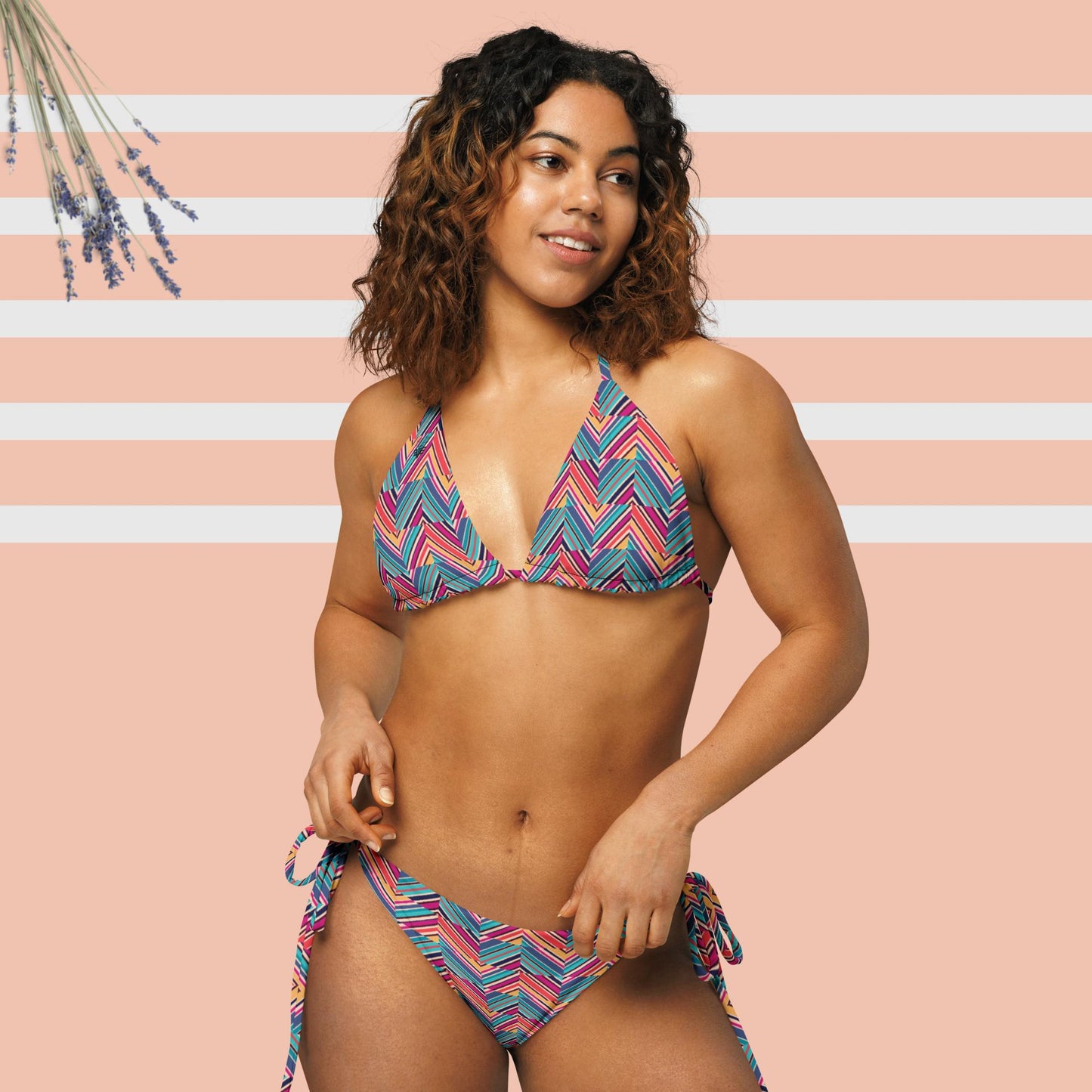 Bikini ragazza/donna tessuto riciclato, con lacci, anche over size, Esseri Liberi
