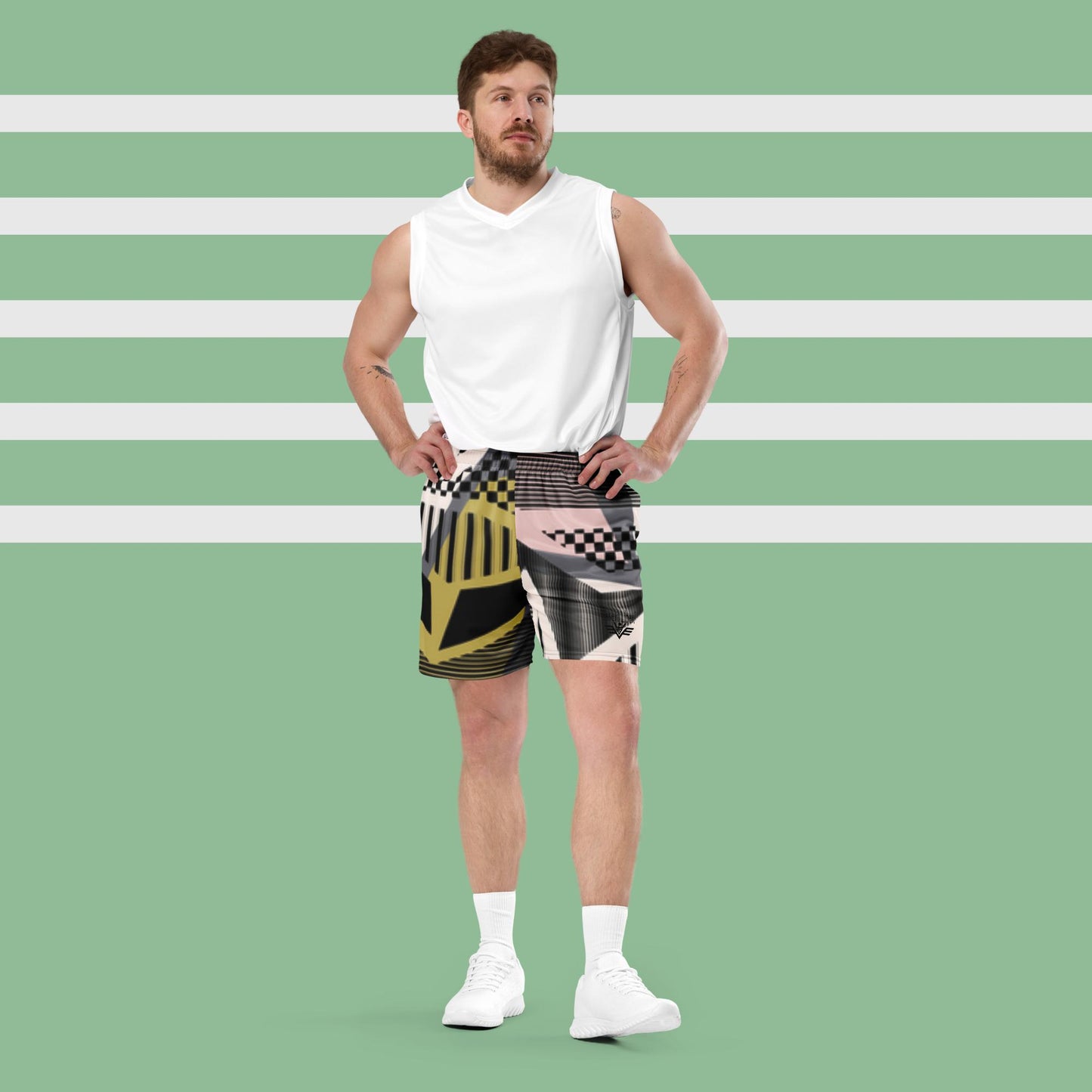 Men's mesh shorts, absorb sweat, recycled fabric, Esseri Liberi