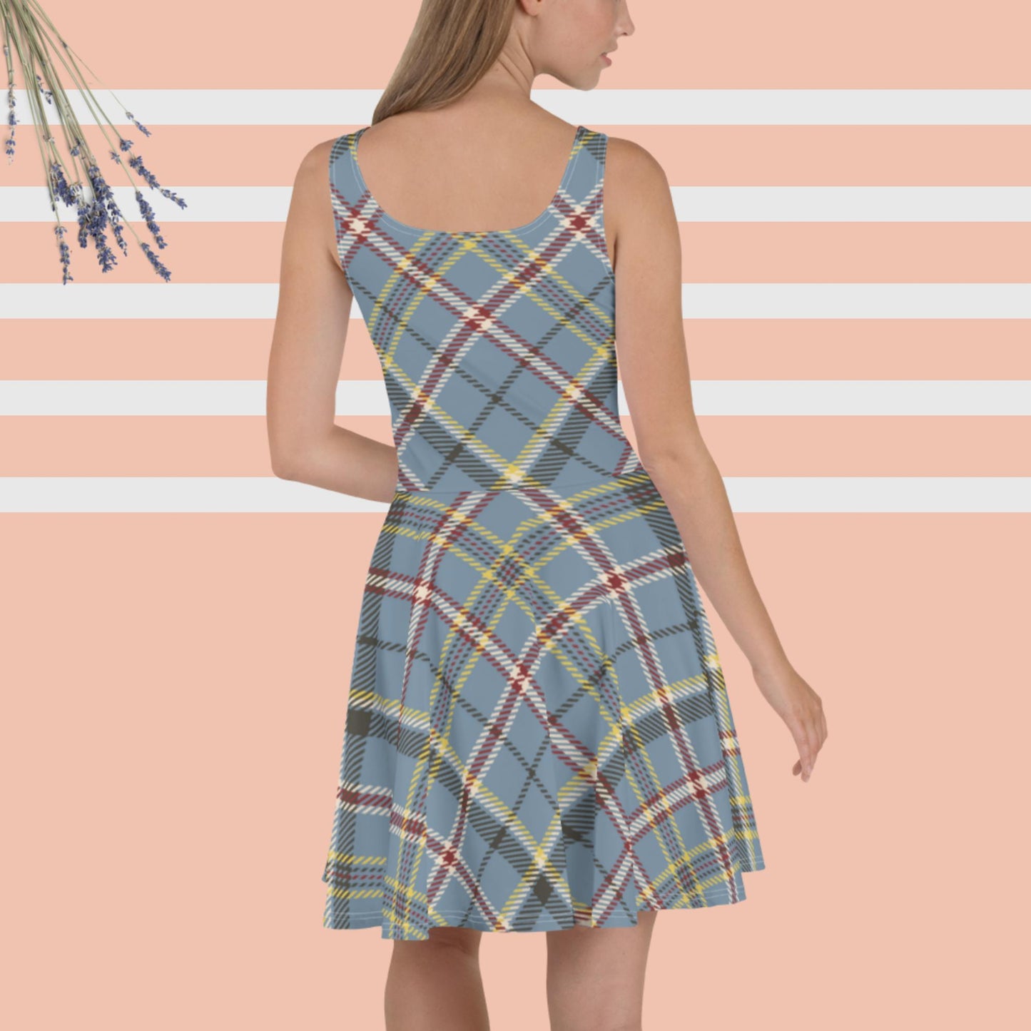 Vestito ragazza/donna a pieghe, bretelle, corto, fantasia quadroni, Esseri Liberi