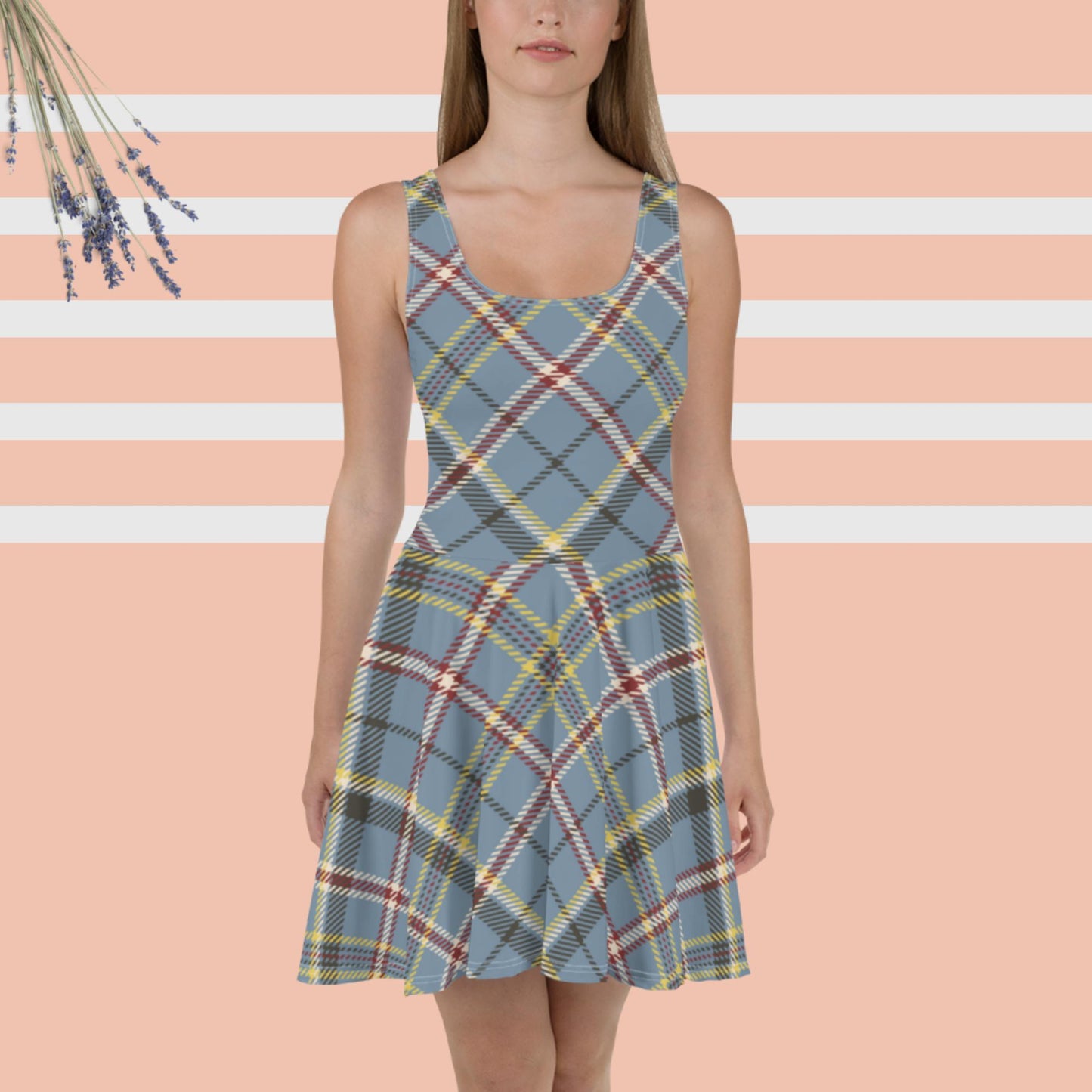 Vestito ragazza/donna a pieghe, bretelle, corto, fantasia quadroni, Esseri Liberi