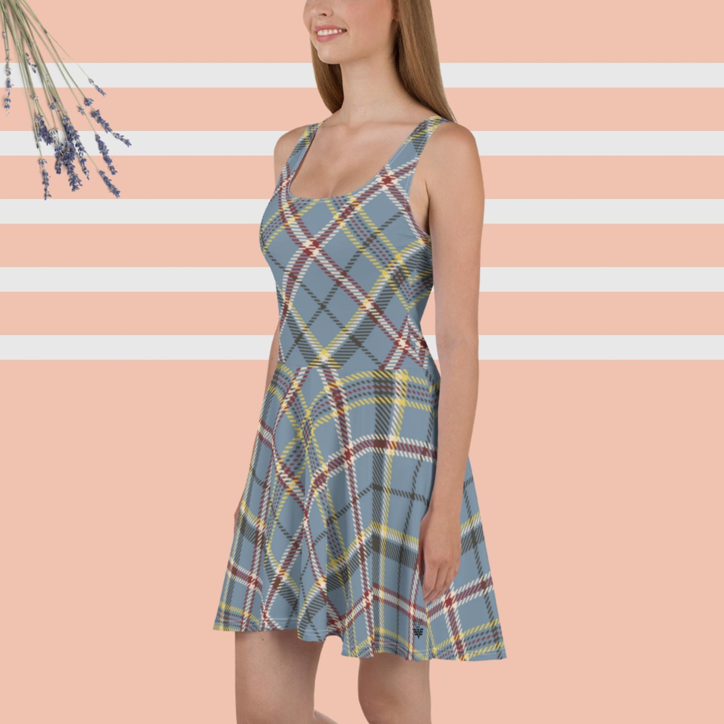 Vestito ragazza/donna a pieghe, bretelle, corto, fantasia quadroni, Esseri Liberi