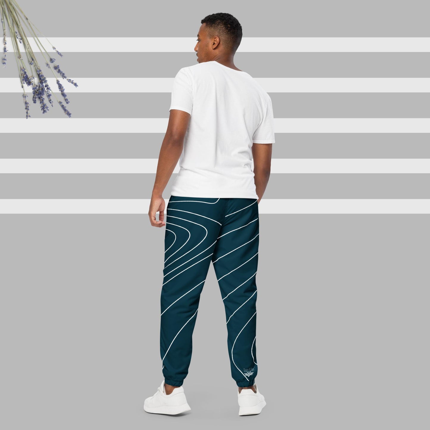 Men's sports trousers with elasticated ankles, pockets, Esseri Liberi stripes pattern