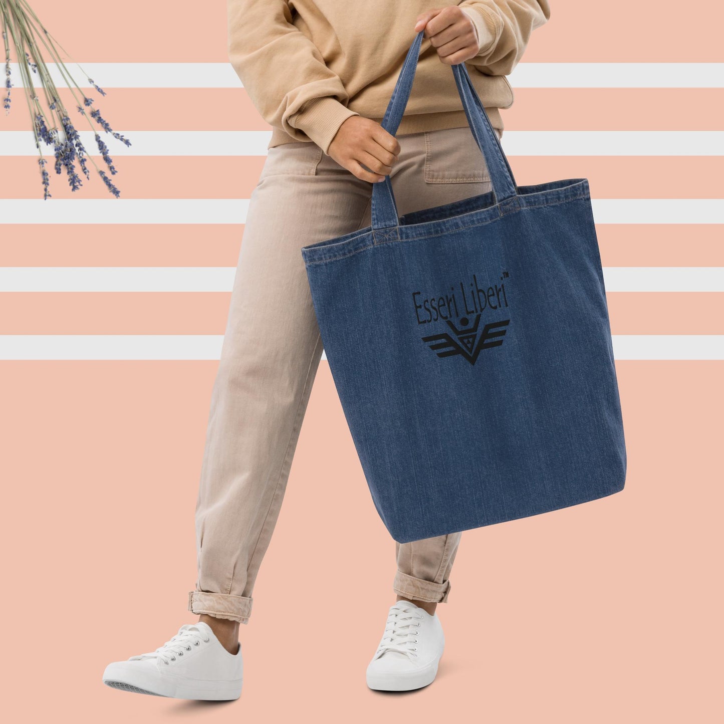 Ecological denim bag, girl/woman, capacity 13.6 kg, Esseri Liberi