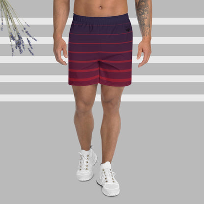 Men's sports shorts in recycled fabric, faded striped pattern, Esseri Liberi men