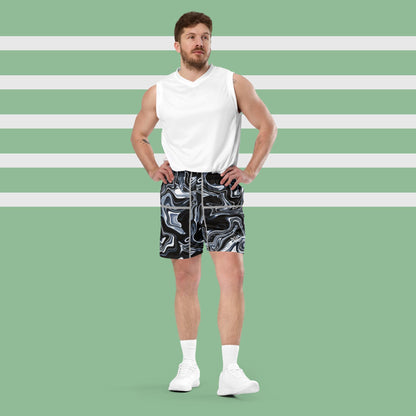 Mesh-Shorts für Jungen/Herren, recycelter Stoff, abstraktes Muster, Esseri Liberi