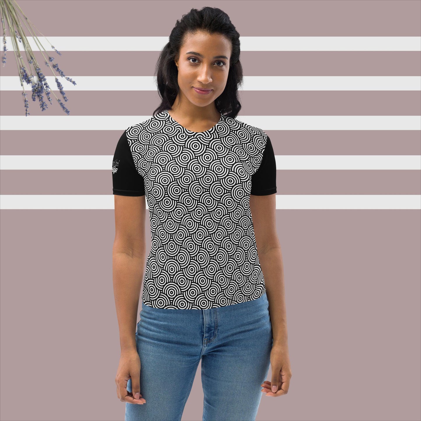 Lässiges Damen-T-Shirt mit Rundhalsausschnitt, schwarz, Kurzarm Esseri Liberi