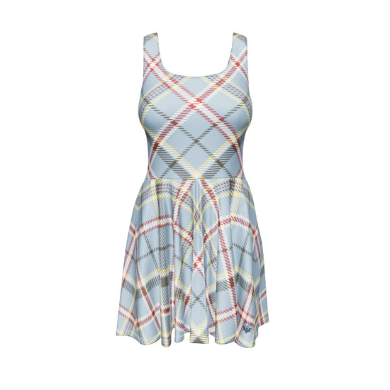 Vestito donna/ragazza a pieghe, bretelle, corto, fantasia quadroni, Esseri Liberi