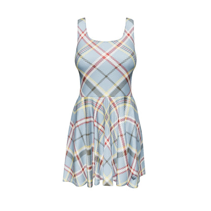 Vestito donna/ragazza a pieghe, bretelle, corto, fantasia quadroni, Esseri Liberi